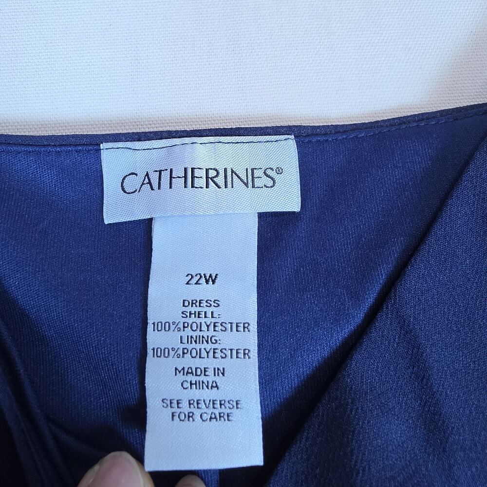 Catherines Blue Rhinestone Sleeveless Dress Plus Size 22W Lined Formal Evening - Picture 6 of 9